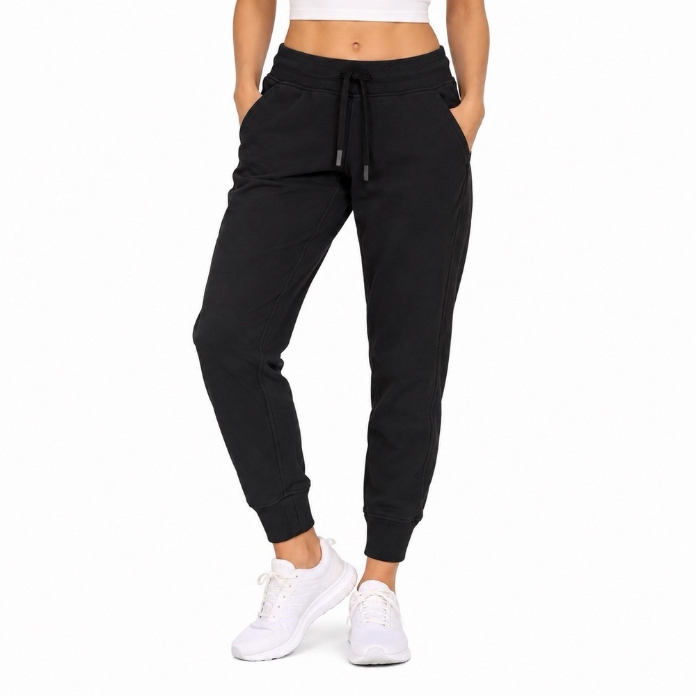Lululemon Women's Warm Down Jogger Size 6 Black Cotton Fleece Sweatpants Yoga
